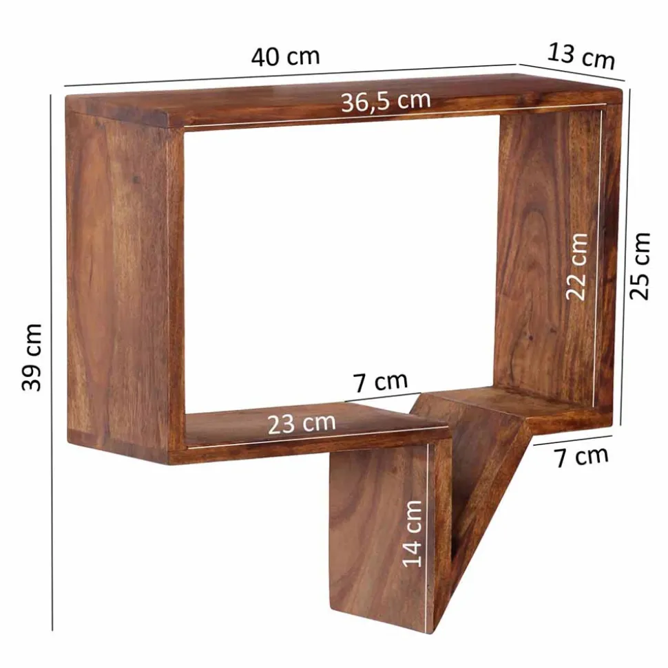 Designer Wandregal Set Hoslo aus Massivholz Sheesham (zweiteilig)