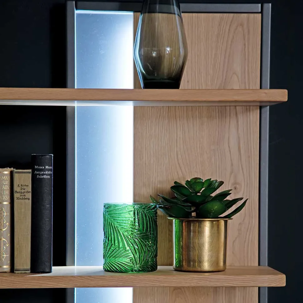 Designer Wohnwand aus Eiche - Assela (vierteilig)