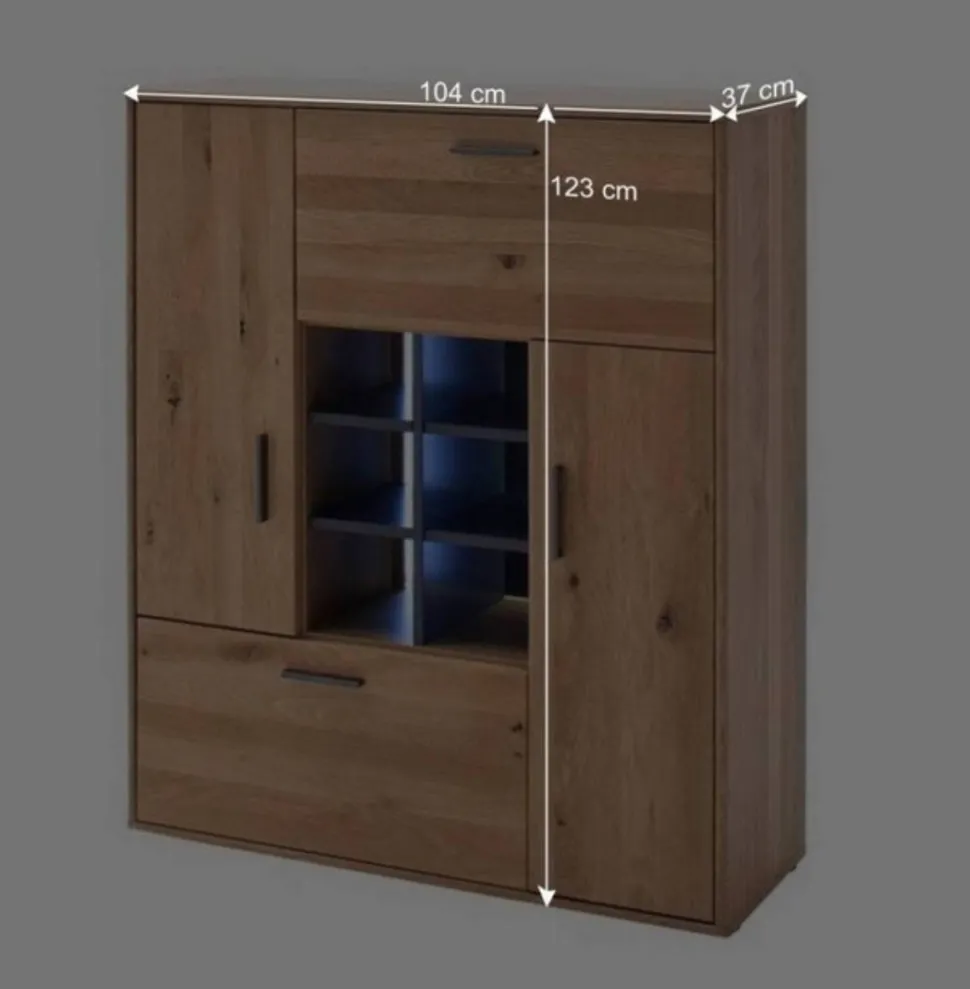 Designer Wohnwand aus Eiche - Assela (vierteilig)