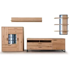 Designer Wohnwand aus Eiche - Assela (vierteilig)
