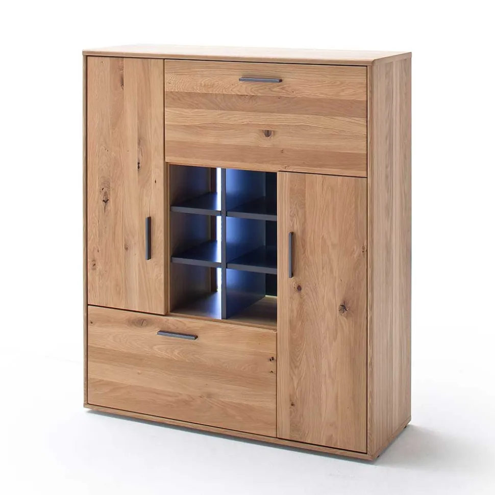 Designer Wohnwand aus Eiche - Assela (vierteilig)