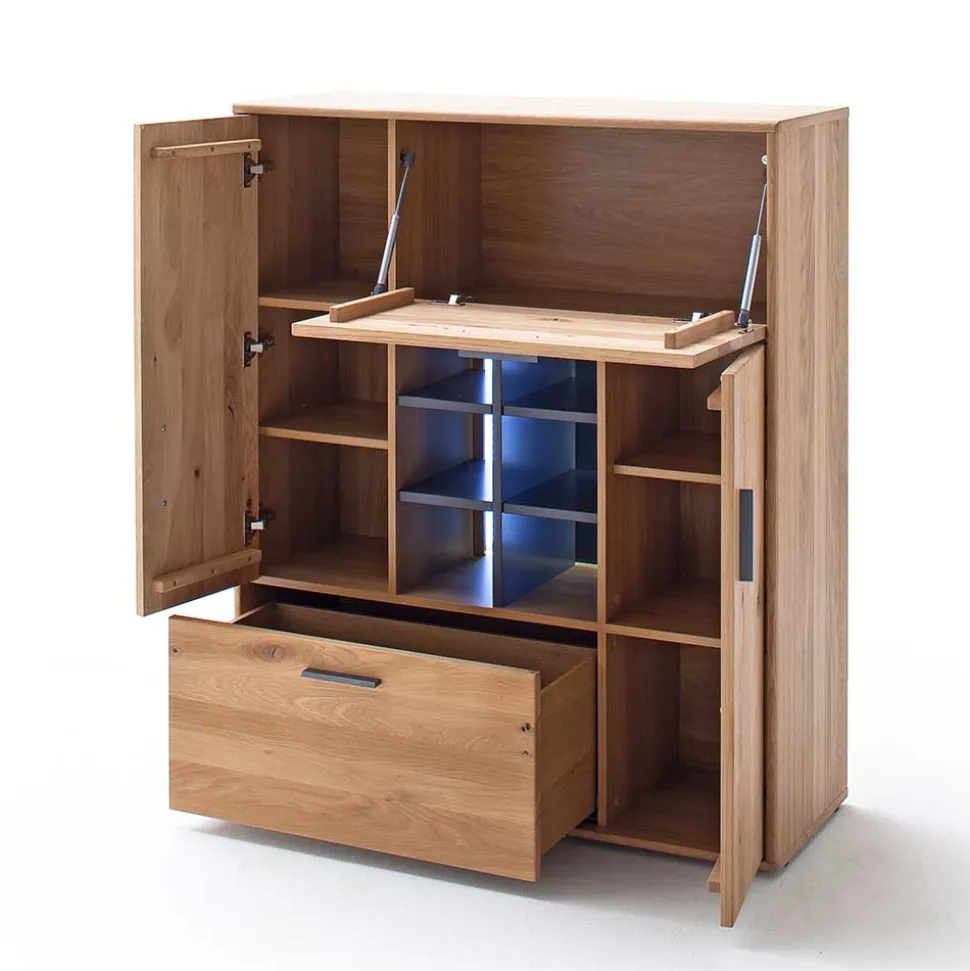 Designer Wohnwand aus Eiche - Assela (vierteilig)