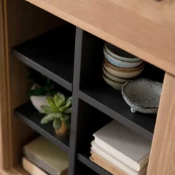 Designer Wohnwand aus Eiche - Assela (vierteilig)