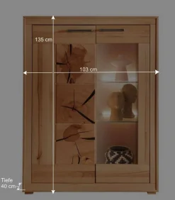 Designer Wohnwand aus massiver Kernbuche - Sarosca (vierteilig)