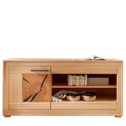 Designer Wohnwand aus massiver Kernbuche - Sarosca (vierteilig)