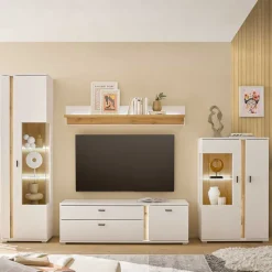 Designer Wohnwand mit LED Beleuchtung - Racelyn (vierteilig)