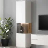Designer Wohnzimmervitrine in Weiß und Eiche Bianco - Miloris
