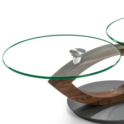 Designertisch fürs Wohnzimmer mit runden Glasplatten - Emre