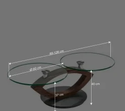 Designertisch fürs Wohnzimmer mit runden Glasplatten - Emre