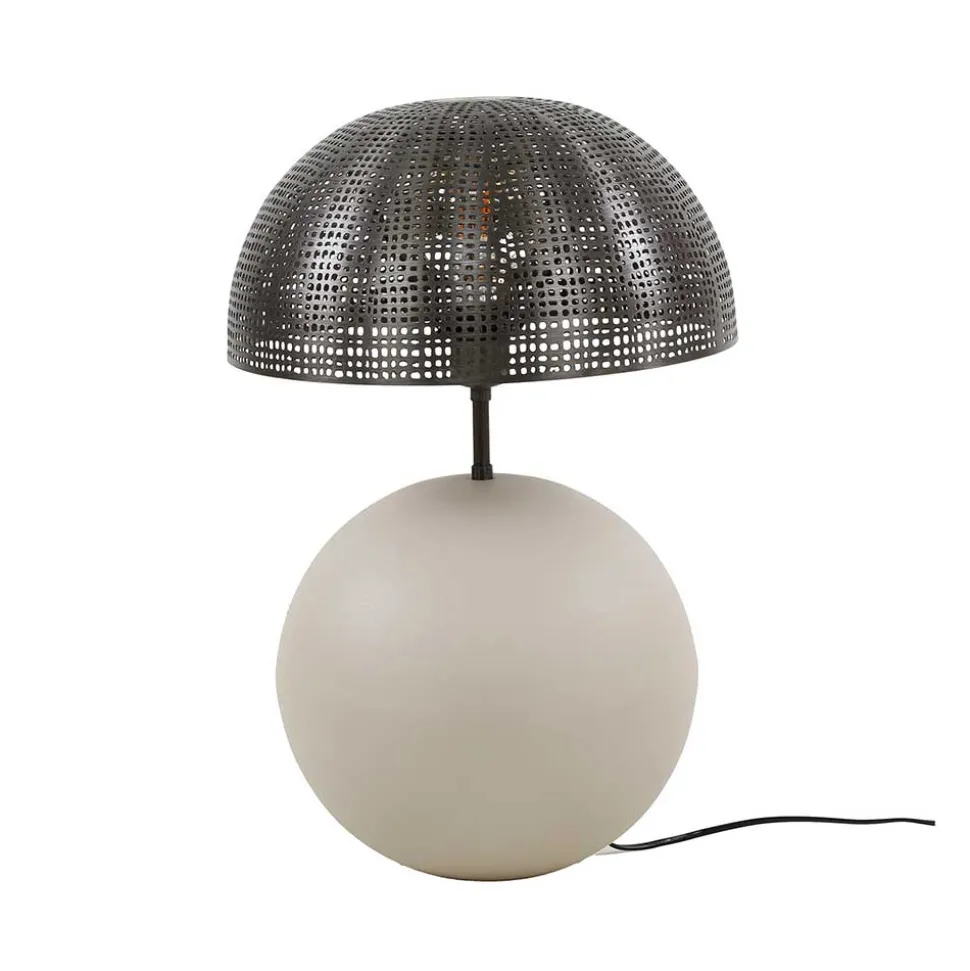 Designer-Tischlampe in Beige und Schwarzgrau - Praseida