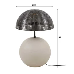 Designer-Tischlampe in Beige und Schwarzgrau - Praseida