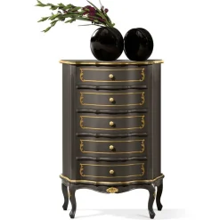 Design-Hochkommode in Dunkelbraun und Gold - Numrek