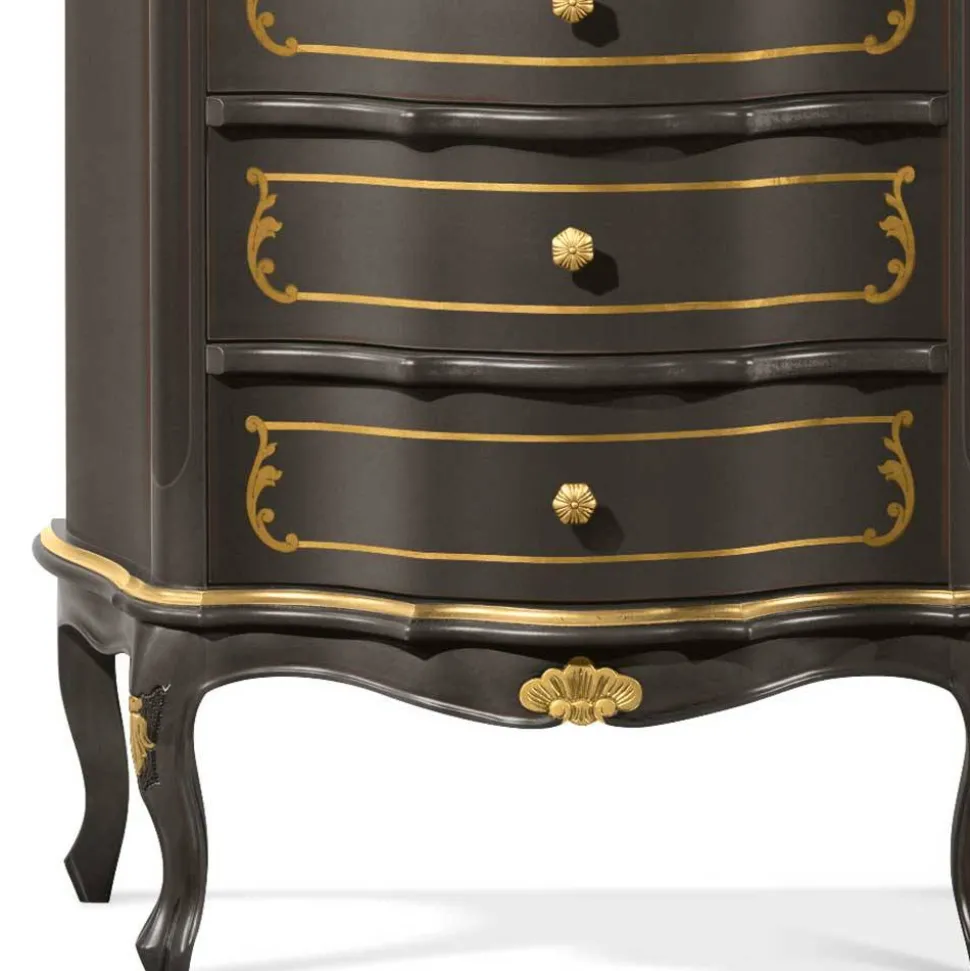 Design-Hochkommode in Dunkelbraun und Gold - Numrek