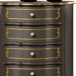 Design-Hochkommode in Dunkelbraun und Gold - Numrek