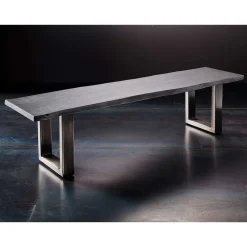 Design-Küchenbank mit Baumkanten Akazie Grau - Salmasion