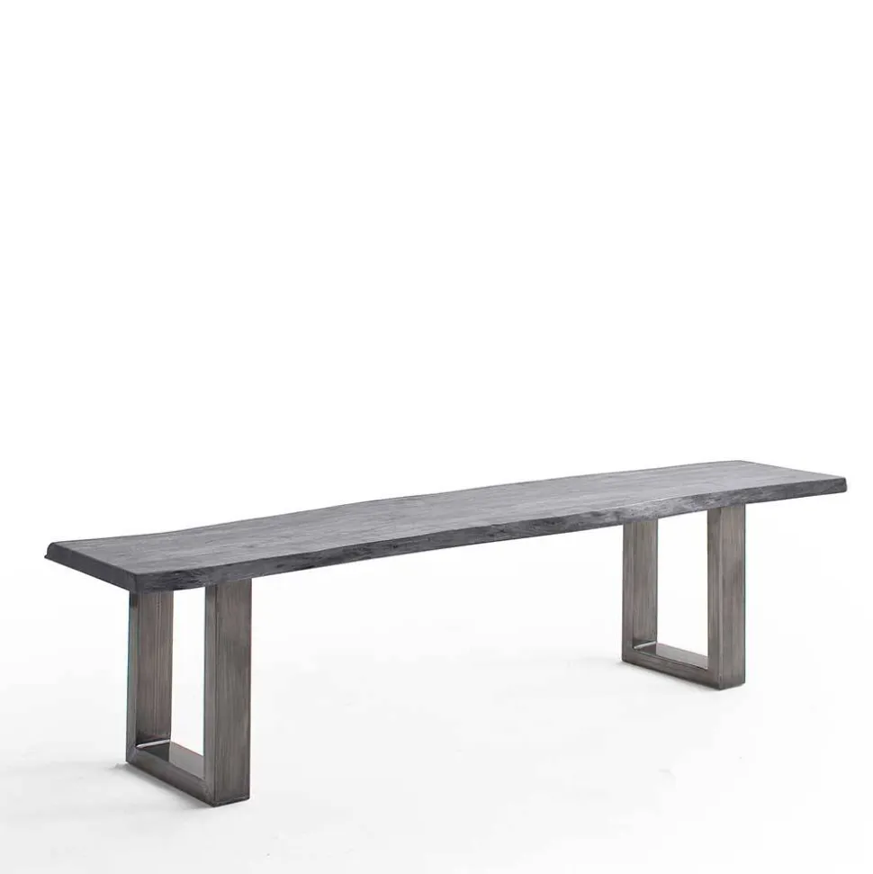 Design-Küchenbank mit Baumkanten Akazie Grau - Salmasion