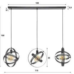 Design-Pendelleuchte mit drei Schirmen - Jandaria