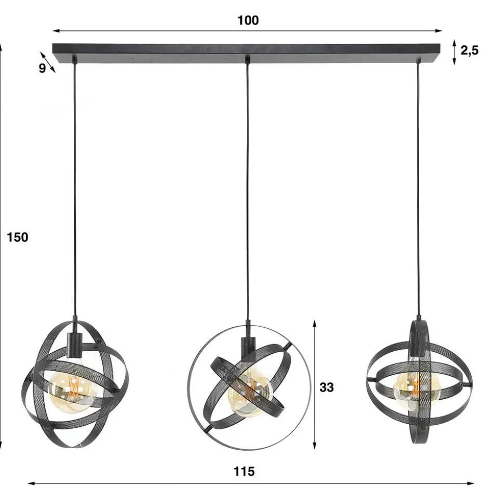 Design-Pendelleuchte mit drei Schirmen - Jandaria