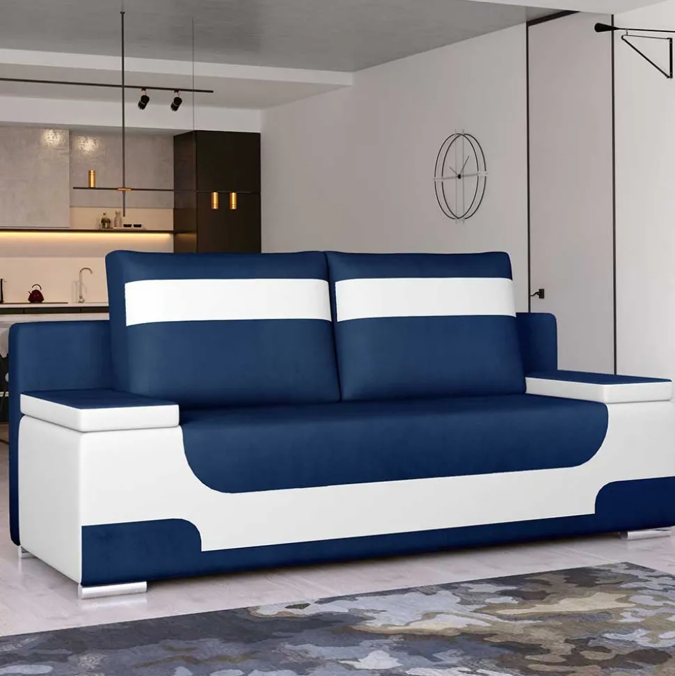 Design-Schlafcouch in Dunkelblau und Weiß - Sella
