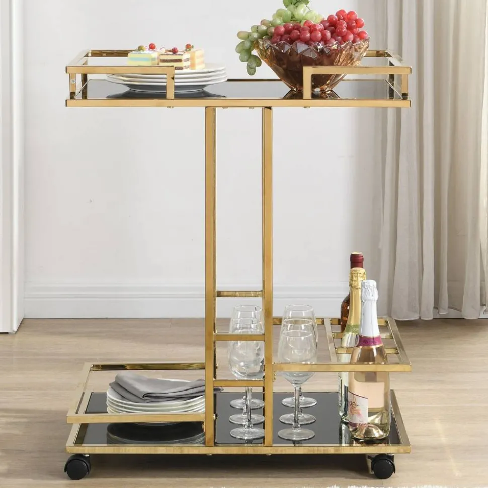 Design-Servierwagen in Schwarz Glas - Ranieros