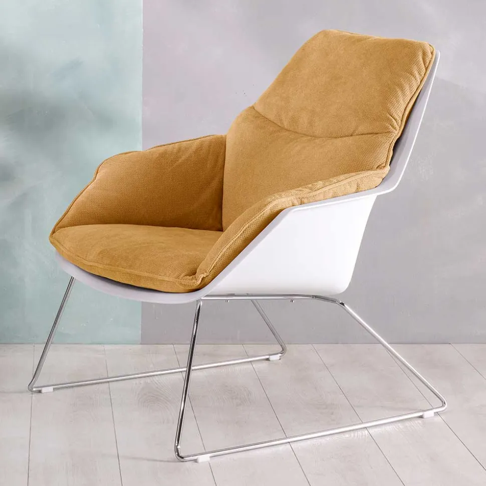 Designsessel in Gelb und Weiß - Navarra (2er Set)