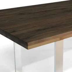 Designtisch aus Nussbaum Holz & Edelstahl - Yocha