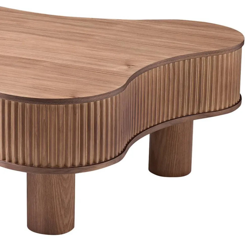 Design-Wohnzimmertisch in Walnuss Furnier - Foliage