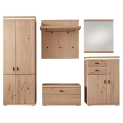 Dielen Einrichtung in Eiche Bianco - Arkadiuz (fünfteilig)