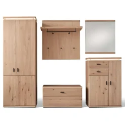 Dielen Einrichtung in Eiche Bianco - Arkadiuz (fünfteilig)