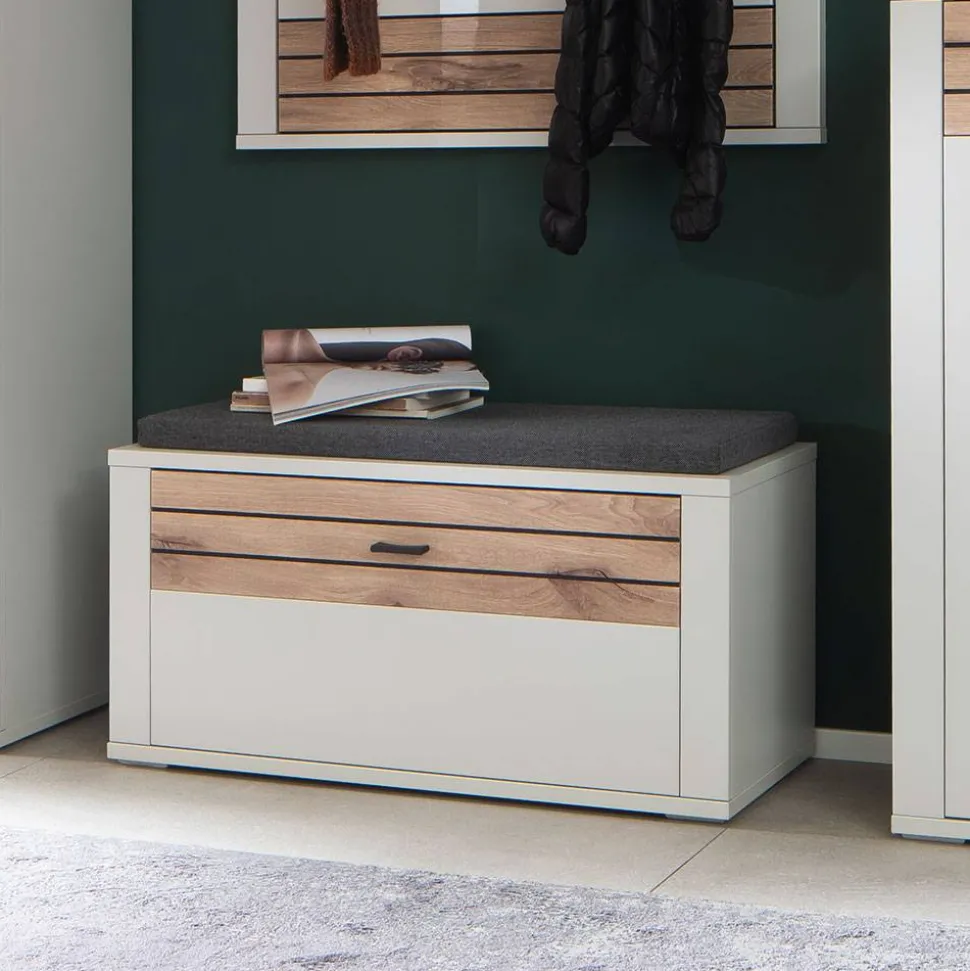 Dielenbank in Lichtgrau mit Wildeiche - Ballina