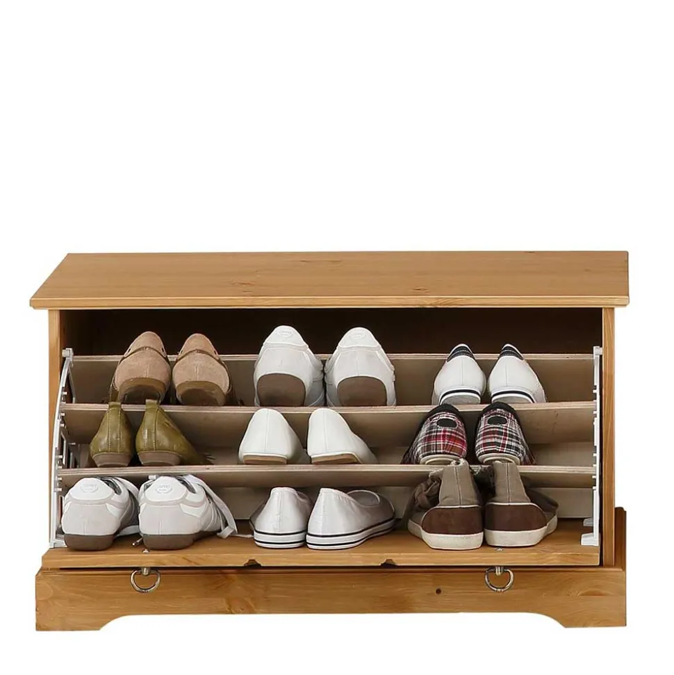 Dielenbank mit Schuhklappe aus Massivholz - Edranov