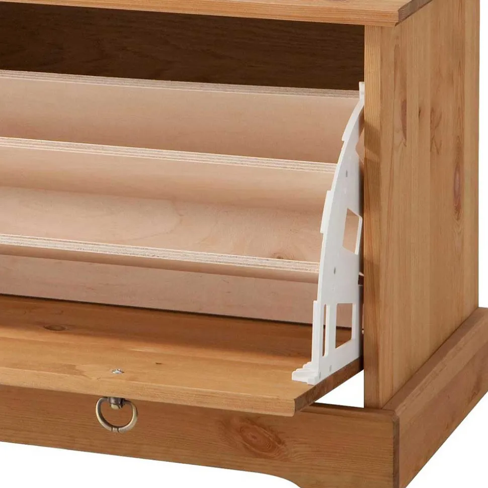 Dielenbank mit Schuhklappe aus Massivholz - Edranov