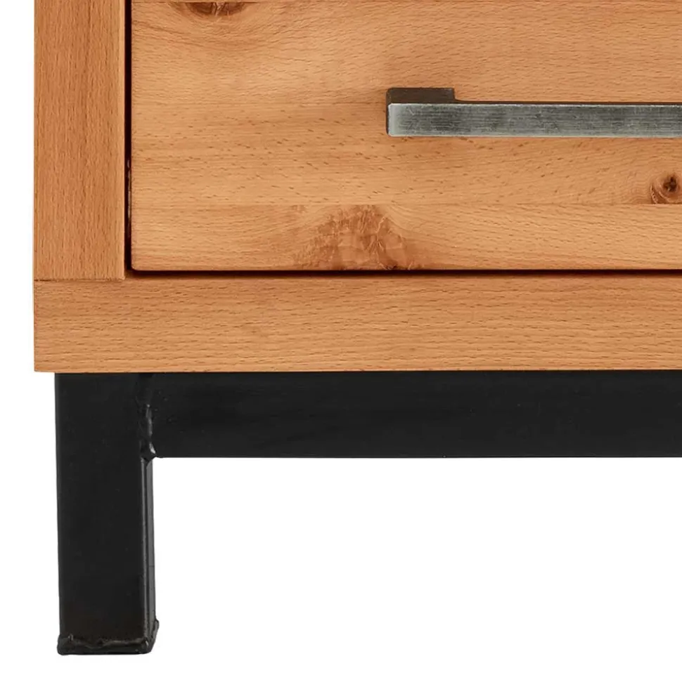 Dielenmöbel aus Kernbuche & Eisen - Dimphi (vierteilig)