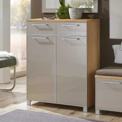 Dielenmöbel Diecca in Taupe Eiche Bianco (vierteilig)