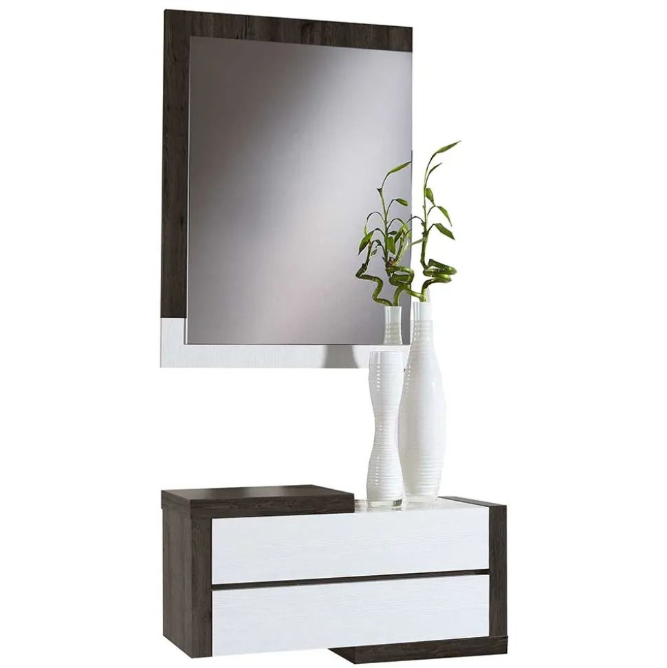 Dielenmöbel in Weiß & Schwarzgrau - Lysandro (zweiteilig)