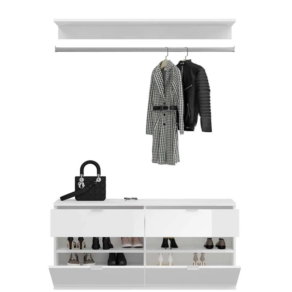 Dielenmöbel Kombi Block in Weiß HG - Ejulia (dreiteilig)