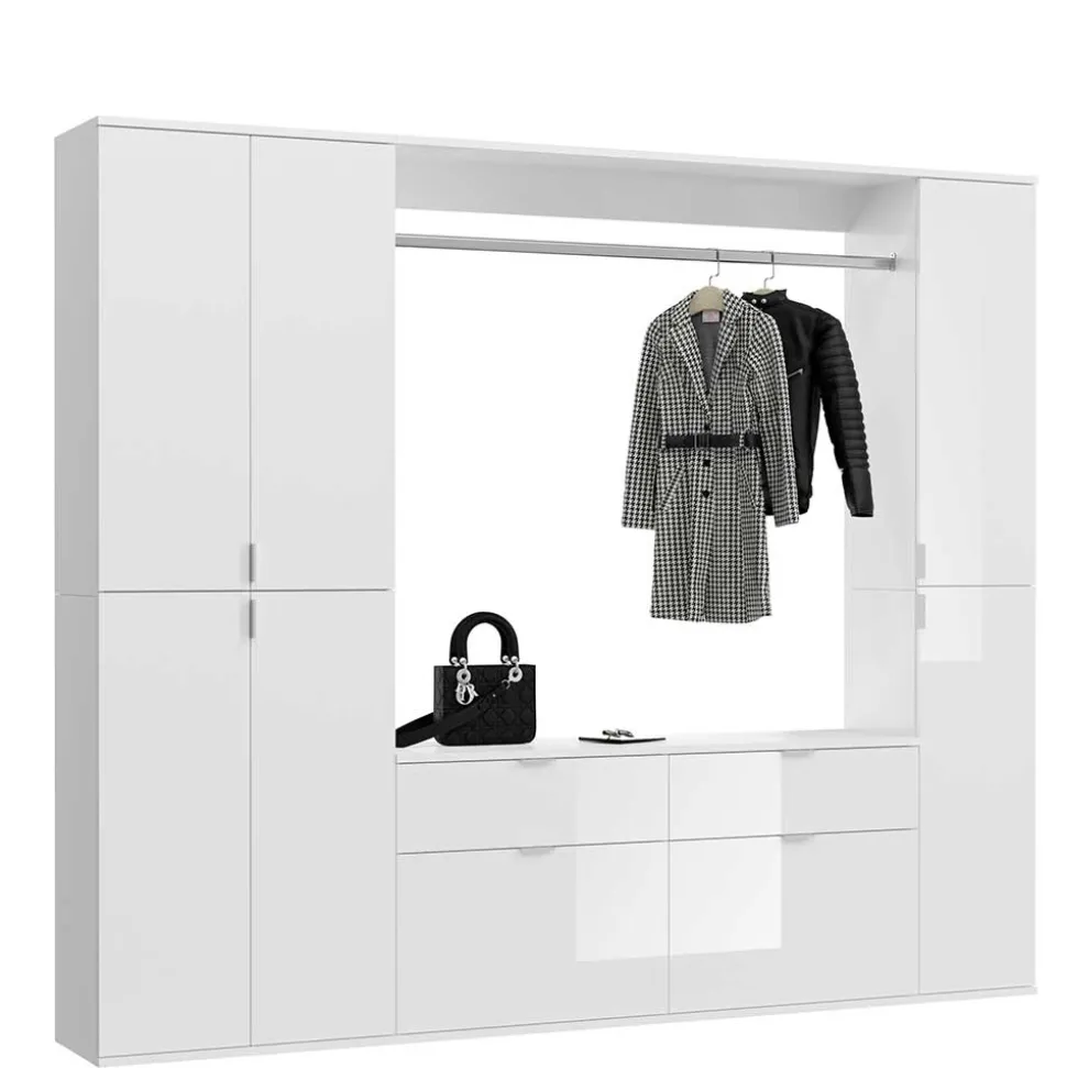 Dielenmöbel Kombi Block in Weiß HG - Ejulia (dreiteilig)