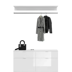 Dielenmöbel Kombi Block in Weiß HG - Ejulia (dreiteilig)