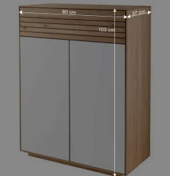 Dielenmöbel Set aus Asteiche Massivholz - Zonga (dreiteilig)