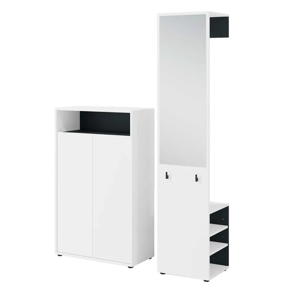 Dielenmöbel Set in Weiß mit Schwarz - Carcoar (zweiteilig)