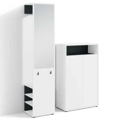 Dielenmöbel Set in Weiß mit Schwarz - Carcoar (zweiteilig)