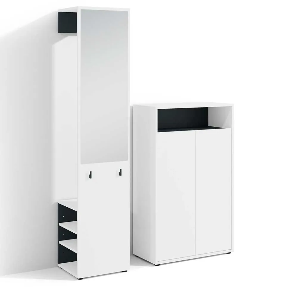 Dielenmöbel Set in Weiß mit Schwarz - Carcoar (zweiteilig)