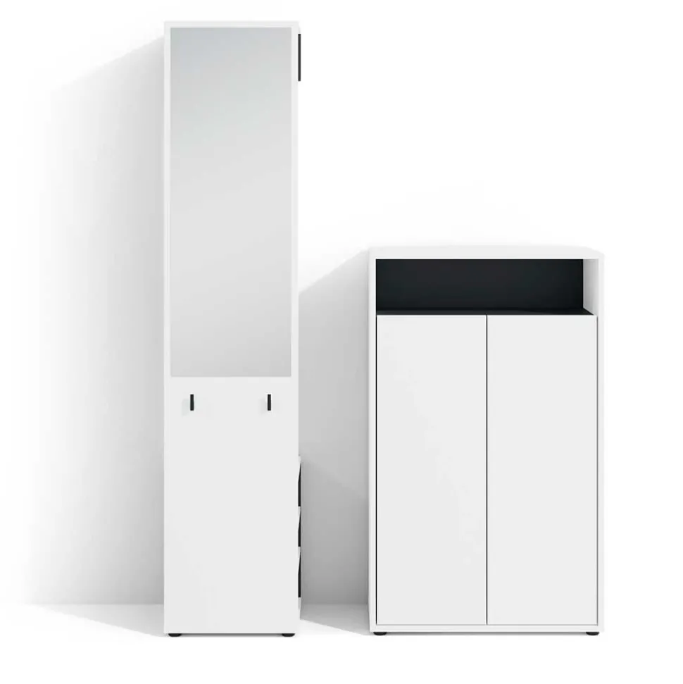 Dielenmöbel Set in Weiß mit Schwarz - Carcoar (zweiteilig)