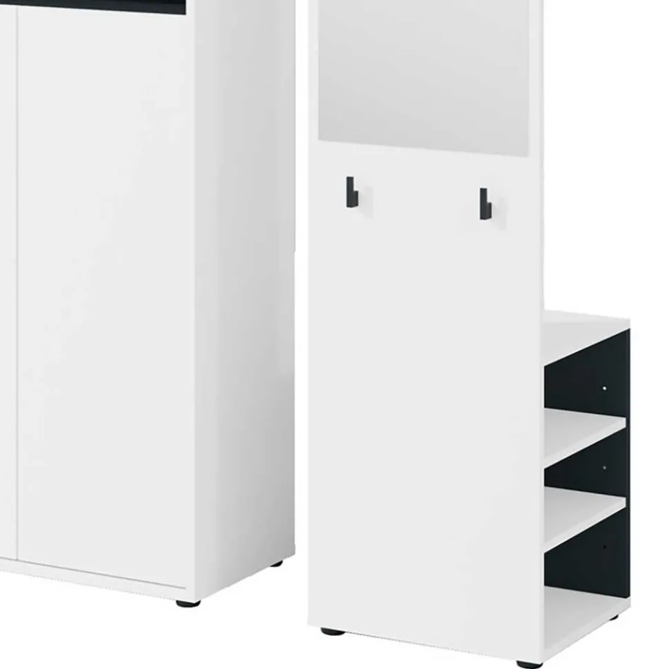 Dielenmöbel Set in Weiß mit Schwarz - Carcoar (zweiteilig)