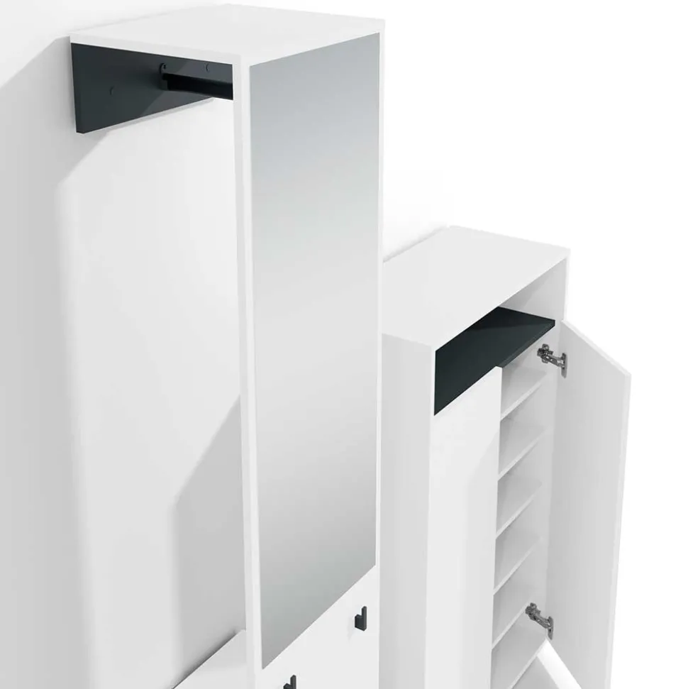 Dielenmöbel Set in Weiß mit Schwarz - Carcoar (zweiteilig)