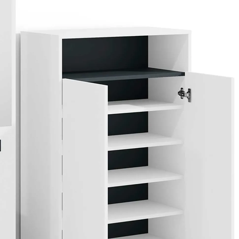 Dielenmöbel Set in Weiß mit Schwarz - Carcoar (zweiteilig)