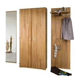 Dielenmöbel Set Wislama aus Kernbuche Massivholz (dreiteilig)