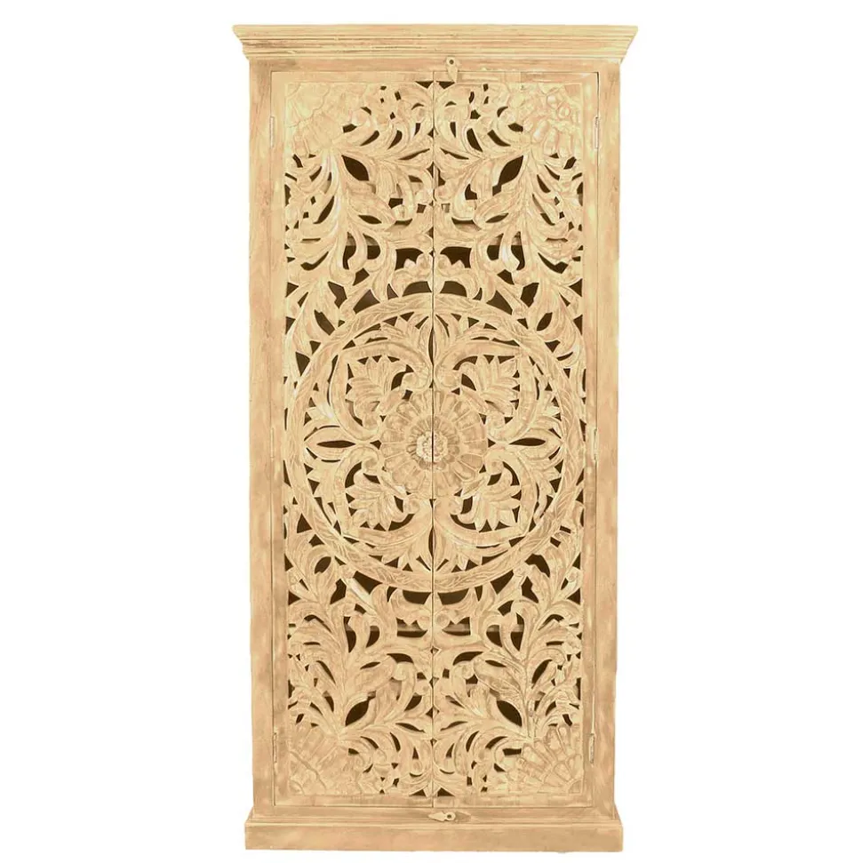 Dielenschrank in Sandfarben Mangoholz - Runiasa