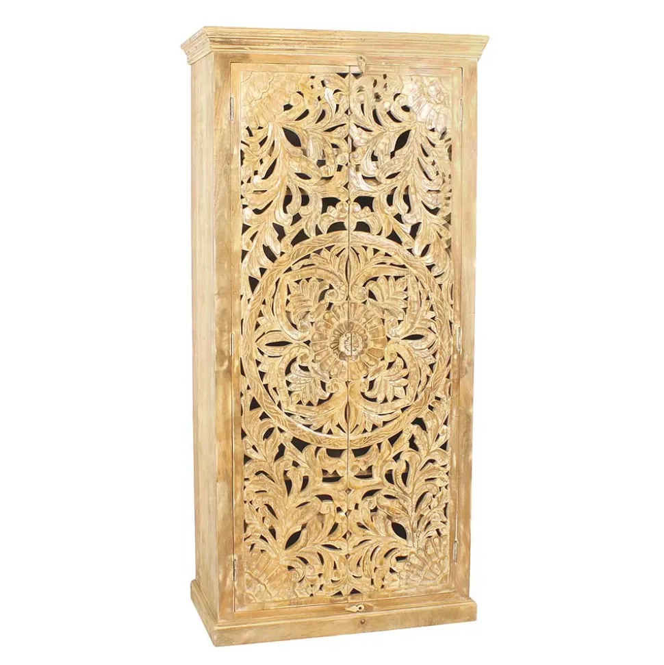 Dielenschrank in Sandfarben Mangoholz - Runiasa