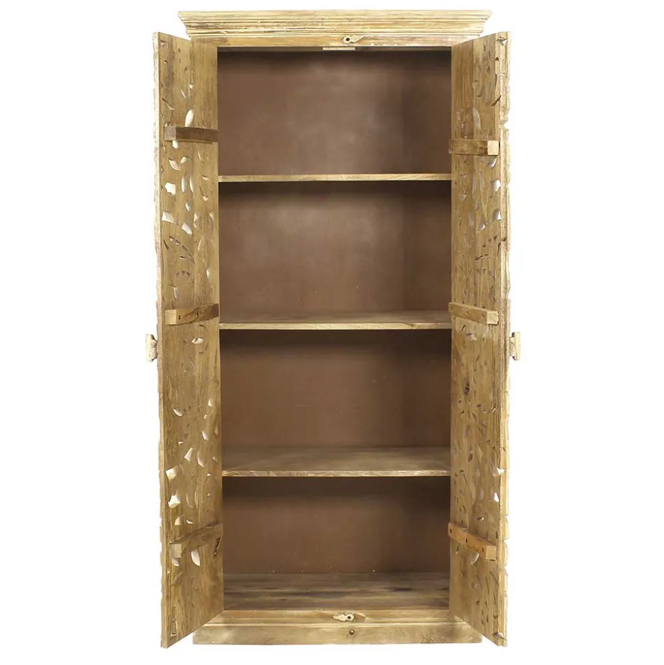 Dielenschrank in Sandfarben Mangoholz - Runiasa